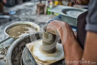 Man`s hands. Potter at work Editorial Stock Photo