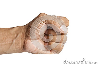 Man`s left fist in a white background Stock Photo