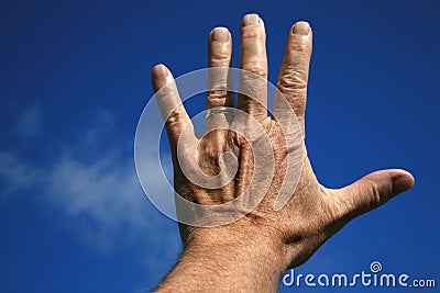 Man's left hand Stock Photo