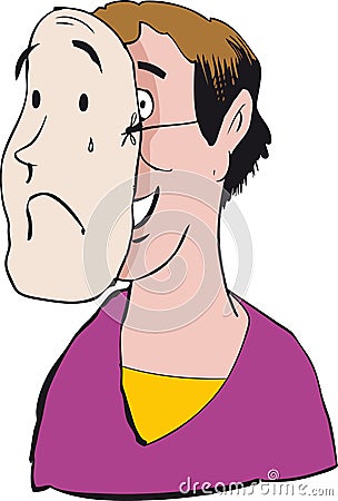 Man with sad mask Vector Illustration