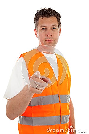 Man in safety vest Stock Photo