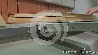 A Man Saws Wooden Door Blanks On The Machine The Production Of Village Interior Doors Technology Cutting