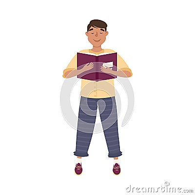 Man School Teacher or Educator with Open Schoolbook Vector Illustration Vector Illustration