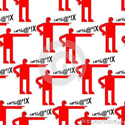 Man screams profanity concept pattern seamless. Man swears and calls names background Vector Illustration