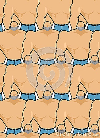 Man seamless pattern. Vector background of angry Fans hooligans. Vector Illustration