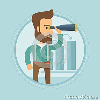 Man searching opportunities for business growth. Vector Illustration