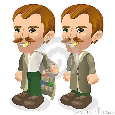 Man seller of illegal goods, street smuggler Vector Illustration