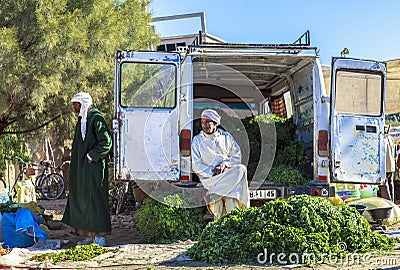 A man selling vegetables in black market, Morocco Editorial Stock Photo