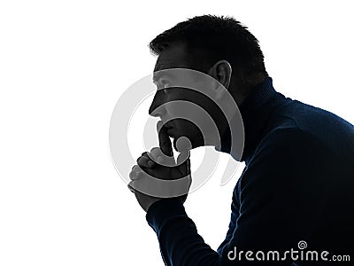 Man serious thinking pensive silhouette portrait Stock Photo