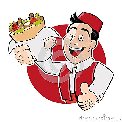 Man serving kebab doner Vector Illustration