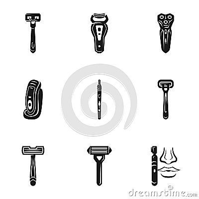 Man shaver icon set, simple style Vector Illustration