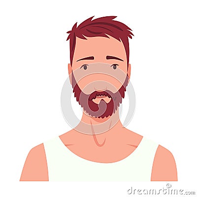 Man shaving. Male character grooming, does personal skincare routine. Cleansed and treated his face action. Flat vector Vector Illustration