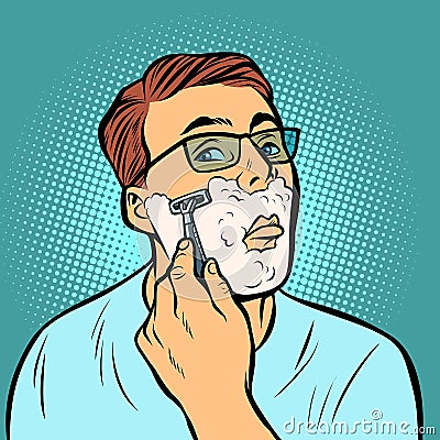 Man shaving razors Vector Illustration