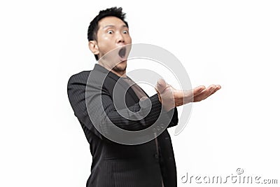 Man shock somthing on his hand Stock Photo