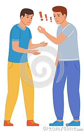 Man shouting in anger. Friends fight. Relationship problem Vector Illustration