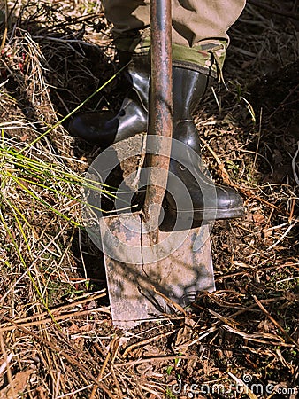 A man with a shoveln Stock Photo