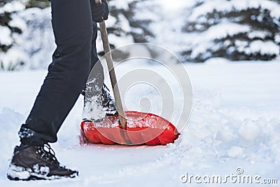 Man shoveling snow Stock Photo