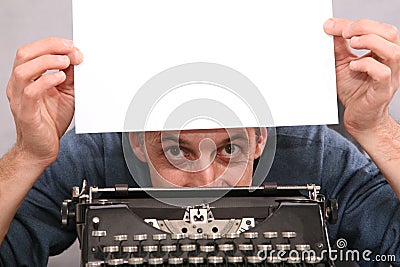 Man show blank sheet 2 Stock Photo