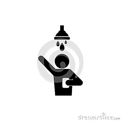 Man showering icon on white background. Shower sign Vector Illustration