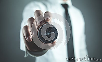 Man showing compass. Business concept Stock Photo