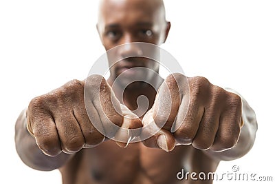 Man Showing Fists and Knuckles Stock Photo