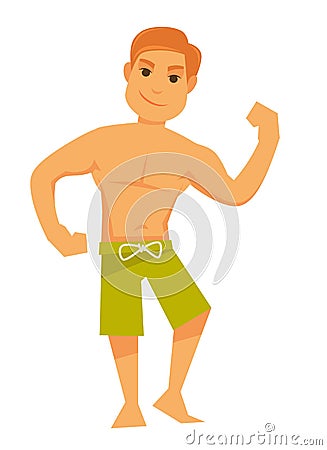 Man showing muscles Vector Illustration