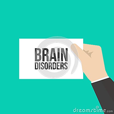 Man showing paper BRAIN DISORDERS text Vector Illustration