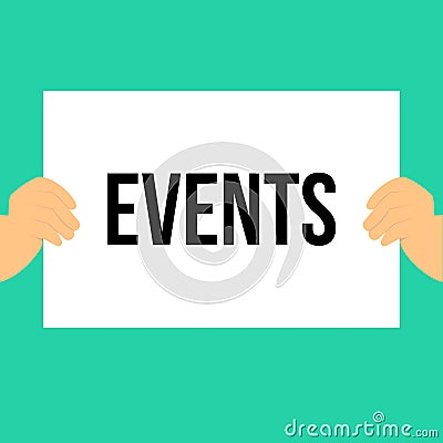 Man showing paper EVENTS text Vector Illustration