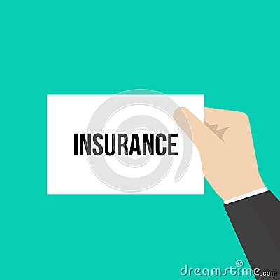 Man showing paper INSURANCE text Vector Illustration