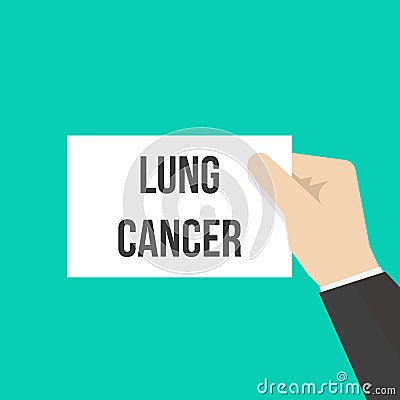 Man showing paper LUNG CANCER text Vector Illustration