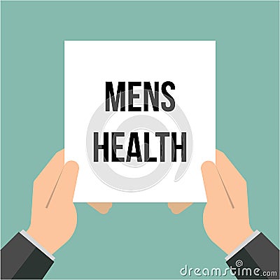 Man showing paper MENS HEALTH text Vector Illustration