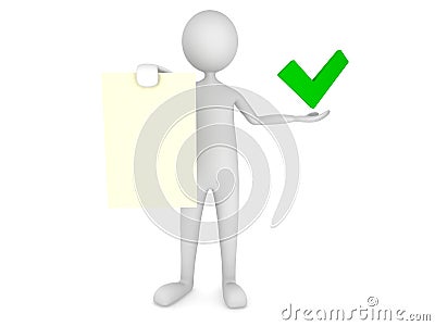 Man showing paper sheet with tick mark Stock Photo