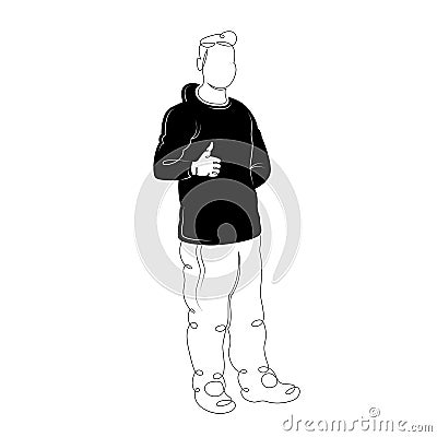 Man shows a gesture well thumbs up Cartoon Illustration