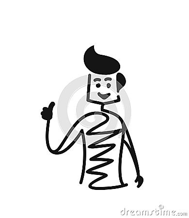 Man shows hands thumbs up Vector Illustration