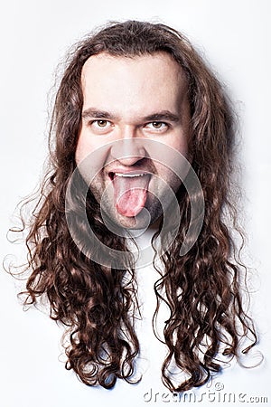Man shows tongue. Stock Photo