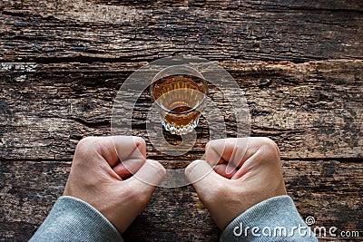 Man shows willpower not to drink alcohol Stock Photo