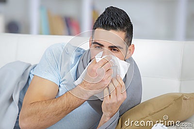 Man sick with colds Stock Photo