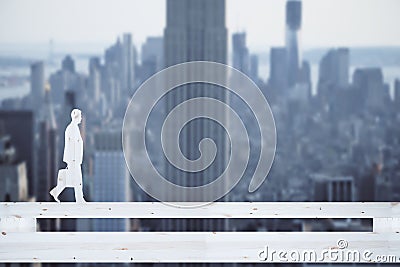 Man silhouette on abstract bridge Stock Photo