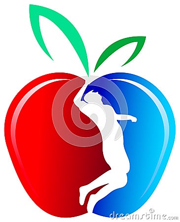 Man silhouette in an apple Vector Illustration