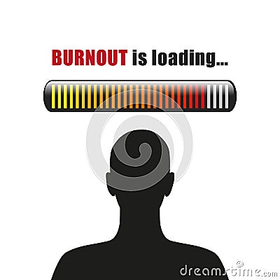 Man silhouette burnout is loading Vector Illustration