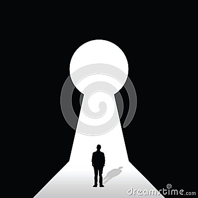 Man silhouette front keyhole illustration Vector Illustration