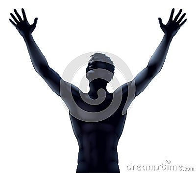 Man silhouette hands raised Vector Illustration