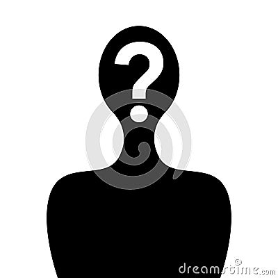 Silhouette of Unknown person with face hidden, covered and masked. Mysterious strange man, anonymous character, vector Vector Illustration
