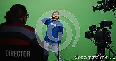 Man singing at an audition Stock Photo