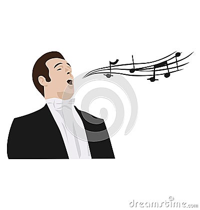 Man singing opera Vector Illustration