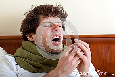 Man with sinus infection Stock Photo