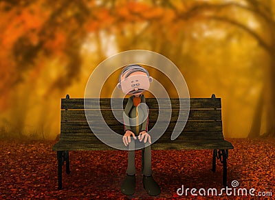 Man sitting alone on bench Stock Photo