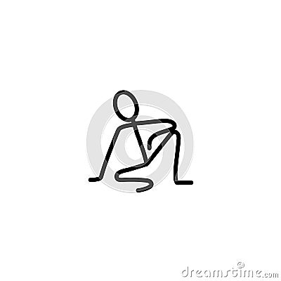 Man sitting on the floor and thinking stick figure Vector Illustration