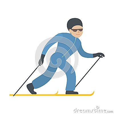 Man with ski. Vector Illustration