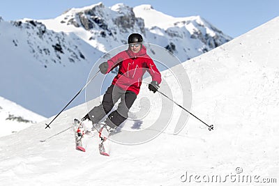 Man skiing alps Stock Photo